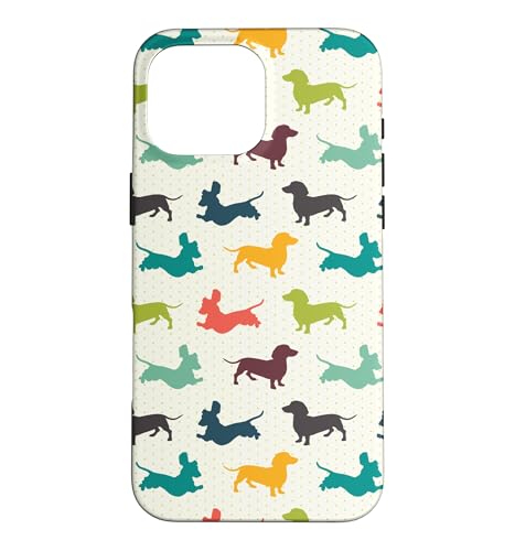 Cute Funny Womens Jumping Multicolor Dachshund Lover Pattern �X�}�z�P�[�X iPhone 16 Pro Max �p
