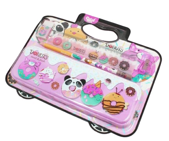 Image of Pack of 6 Pencil Box Sets for boys and girls. Perfect stationery set in bulk for Birthday returns gifts for kids party I gift items for age 3 to 8 years children (Design 2)