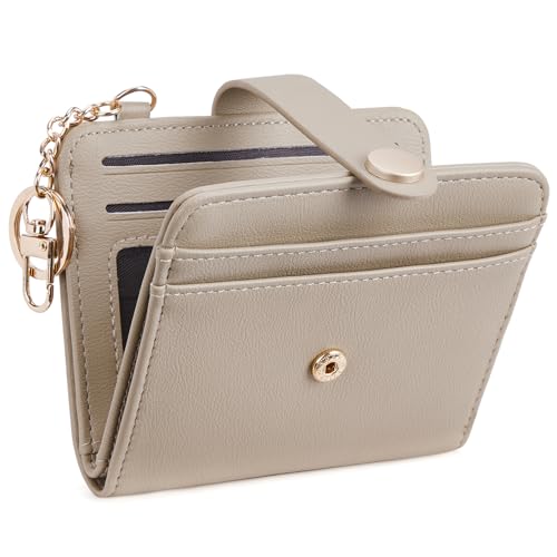 POIUGOYA Slim Wallet for Women, RFID Blocking Credit Card Holder with Coin Pocket, ID Window and Key Chain