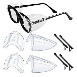 YUERWOVER 2 Paar Seitenschutz für Brillen Schutzbrille Flexibler Aufsteckschutz Klarer Universal-Brillenflügel-Augenschutz für kleine mittelgroße Brillen mit Ohrbügel (M-Klar)