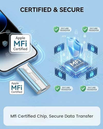 Image of MFI Certified 512GB Flash Drive - Photo Stick and USB Stick Offers Photo /Video Storage, The External Storage is Compatible with iOS, Android, and Pc,1 Pack (Blue)(Available Space: ~484GB)