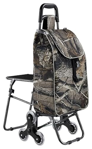 Carretilla plegable con asiento y ruedas para compras miniatura 1