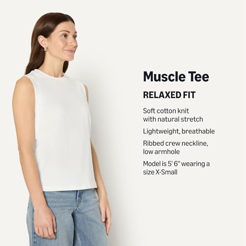 Image of Amazon Essentials Women's Relaxed-Fit Cotton Muscle Tee
