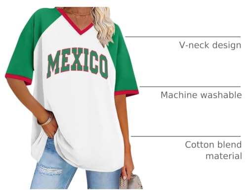 Mexico Shirts for Women Mexican Flag Jersey Tee Mexico Print T Shirt by HEBBE - Used condition - US$11.87