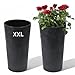Blumenkübel Rund Betoneffekt mit Herausnehmbaren Einsatz Blumentopf Pflankübel (Schwarz, XXL - 75 cm)