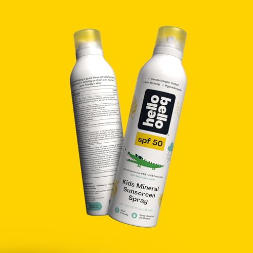 Image of Hello Bello SPF 50 Mineral Sunscreen Spray - Hypoallergenic Broad Spectrum UVA + UVB Protection - Reef Friendly & Water Resistant - 5 oz (Pack of 2)