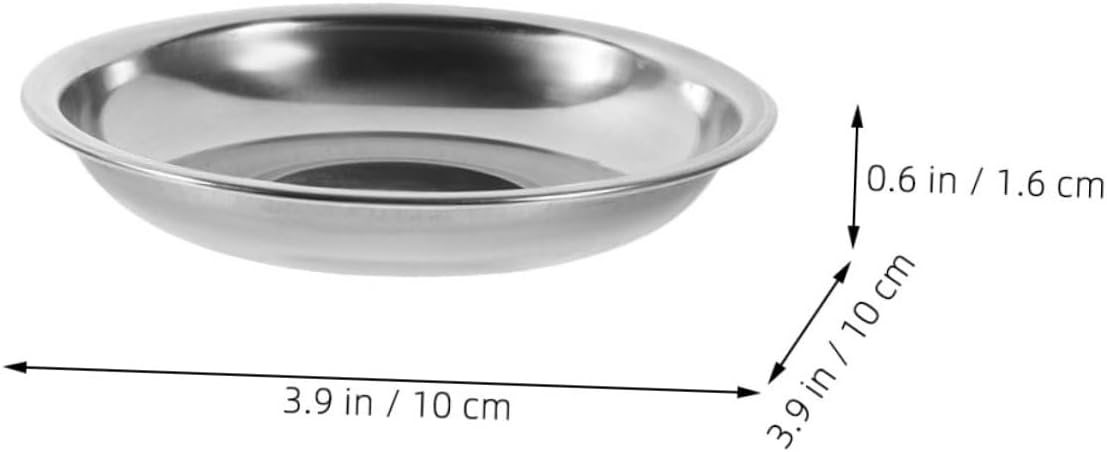 10pcs Stainless Steel Sauce Plates Round Dishes for Serving Dipping Bowls Plate Dipping Section