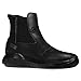 Soulsfeng Stylish High Top Sneakers for Men 8 All Black Leather Basketball Shoes Slip On Laceless Sneaker One Step Footwear