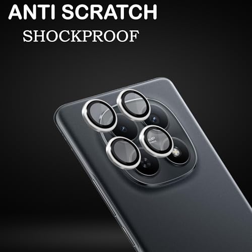 Image of Amazon Brand - Solimo Camera Glass Lens Protector Ring for Redmi Note 15 Pro 5G Case Friendly with Edge to Edge Coverage and Easy Installation (Silver)