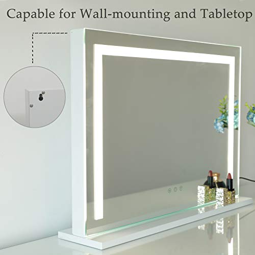 Wayking Vanity Mirror With Lights, Makeup Mirror With Dimmiable 3 Lighting Modes Led Strip, Wall-Mounted And Tabletop Mirror With Usb Charging Port (L22.83 X H17.32 Inch) #TOP3