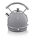 Swan Retro SK14630GRN Bollitore Elettrico 1,8 Litri, Design Vintage, Spegnimento Automatico, Fili, Acciaio Inossidabile, Senza BPA, 3000 W, Grigio, 1.8 Litri