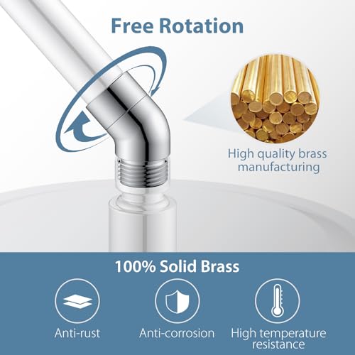 JASYA Elbow Shower Head Adapter All Metal Handheld Shower Head Elbow Adapter G1/2\" Shower Head Extension Arm Connector Shower Arm Extension Showeradapter For Extension Pipe (Brushed Nickel, 135°)
