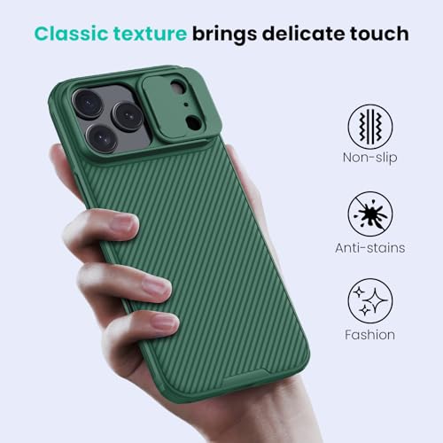 Image of Nillkin for iPhone 17 Pro Max Case with Slide Camera Cover, Thin Slim Fit, Shockproof Protective, Protector Privacy, Phone Case iPhone 17 Pro Max Camera Lens Protector 6.9 inch, Green