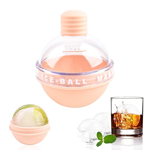 Moule à glaçons rond en silicone avec couvercle, moule à glaçons pour whisky - Réutilisable - Bac à glaçons créatif fait maison - Rose Cover