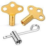 3-Piece Solid Brass Radiator Bleed Key Set UK, Mellbree Metric/Imperial Fit, Hex & Towel Radiator Key Tools for Heating Upkeep
