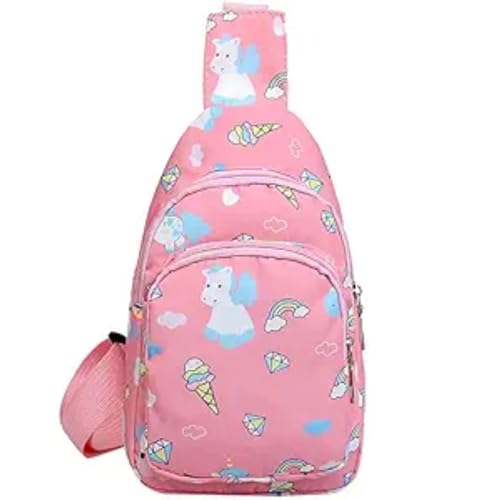 Bolsa Transversal com Estampa de Unicórnio em Nylon – Mini Mochila Leve para Passeios, Escola e Viagens