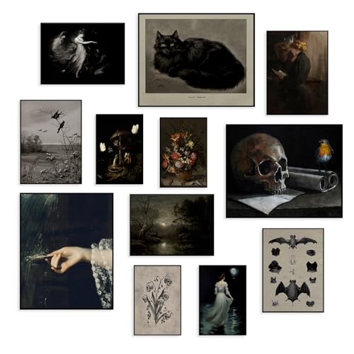 Dazzlewall 12Pcs Dunkle Academia Wanddekoration Poster, Gruseliger Geist Poster für Stimmungsvolle Halloween Black Dorm Schlafzimmer Gothic Wohnkultur Ungerahmt Dazzlewall 12Pcs Dunkle Academia Wanddekoration Poster, Gruseliger Geist Poster für Stimmungsvolle Halloween Black Dorm Schlafzimmer Gothic Wohnkultur Ungerahmt