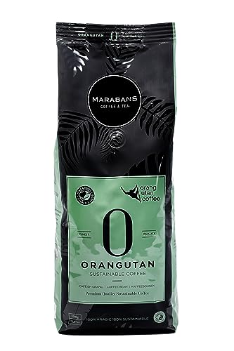 Los 10 mejores cafés en grano Sumatra Marabans OrangUtan café en grano paquete 1 kilo - Café Arábica 100% natural Producción Sostenible - 100% tueste natural. / Origen Sumatra, Indonesia.