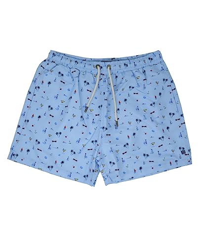 Pertegaz - Bañador Bermuda de Hombre con Estampado naútico, Talla XXL, Color Azul Claro
