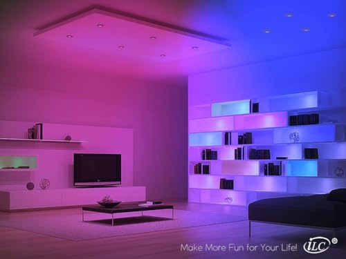 iLC LED Recessed Ceiling Lights, 8W Colour Changing RGB, 3 Inch Spotlights Round Panel Downlights Warm White 2700K, 12 Colours 2 Modes Timing with Remote Control (4 Pack)