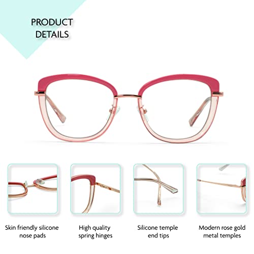 Image of Vizzio Blue Light Blocking Glasses Fashion Lightweight TR90 Computer Gaming Glasses For Women Anti Eye Strain Cat Eye Eyewear