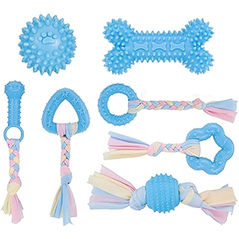 tao pipe 7PCS Puppy Teething Toys Dog Chew Toys Set with Ball and Cotton Ropes Interactive Pet Toys for Small Puppies and Medium Dogs Cover