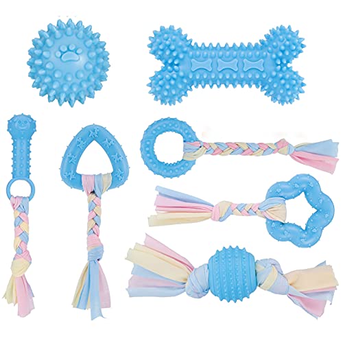 tao pipe Kauspielzeug-Set für Welpen, mit Ball und Baumwollseilen, interaktives Spielzeug für kleine Welpen und mittelgroße Hunde, 7-teilig