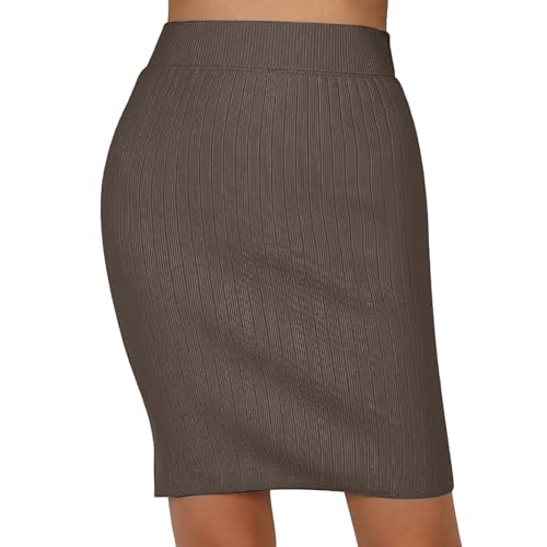 Elegante Falda Midi Ajustada De Punto Falda Larga Mujer Verano Falda Larga Verano Falda Plisada Midi Verano Falda Hasta La Rodilla Cargo Satén, café, S