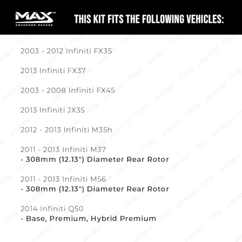 Image of MAX Advanced Brakes - Rear Brake Kit For 2003-2023 Nissan Murano, Nissan Pathfinder, Nissan Quest, Infiniti QX60| Carbon Ceramic Brake and Rotor Kit| Geomet Coated Cross-Drilled Brake Rotors