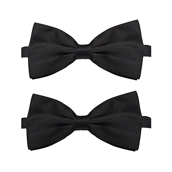 Koolmox dog bow tie black, adjustable bow tie dog collar for medium and large dogs cats pets wedding birthday graduation holiday homecoming costumes, 2-pack