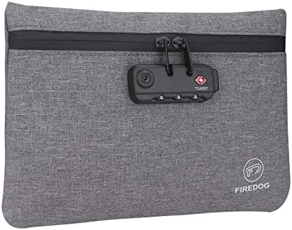 FIREDOG Smell Proof Bags with Combination Lock for Travel Storage (9.5 x 6.5 Inch,Gray)