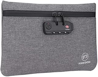 FIREDOG Smell Proof Bags with Combination Lock for Travel Storage (9.5 x 6.5 Inch,Gray)