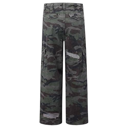 XYXIONGMAO Men's Green Camouflage Overalls Casual Techwear Multi-Pocket Loose Cargo Pants Hip Hop Streetwear Sweatpants3