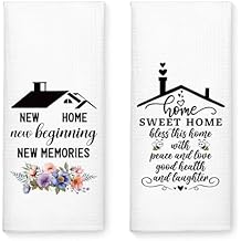2PCS New Home Beginning Memories Kitchen Towels Set, Bless This Home With Peace and Love, Housewarming Gifts for Neighbor Friend Mom Sister BFF