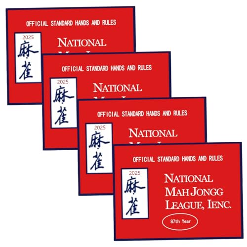Nyutcwe 4pcs Tarjetas Mahjong 2025, Reglas y Manos estándar 2025 Card Mahjong Oficial, Tarjetas portátiles y livianas de impresión para Principiantes, Rojo