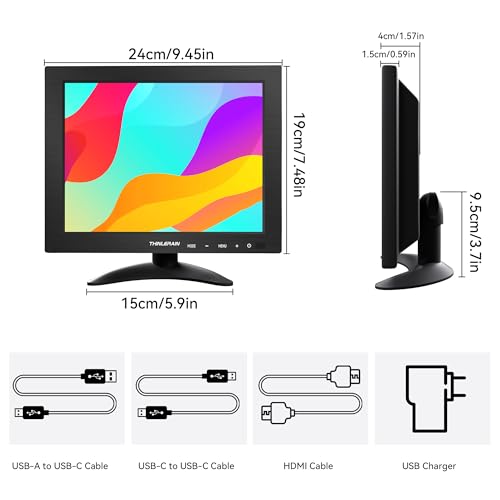Image of 9.7 Inch Small Monitor 2048x1536 IPS Display, 4:3 Second Screen, 440 Nit Brightness, Dual USB-C & HDMI, Built-in Speakers, VESA Mountable, External Monitor for Laptop PC Phone RasPi