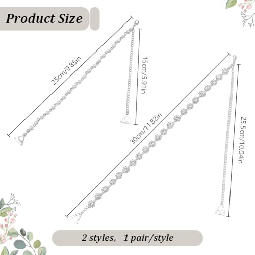 Image of FREEBLOSS 2 Pairs Rhinestone Shoulder Straps Rhinestone Bra Strap Rhinestone Adjustable bra shoulder straps Bridal Wedding Dress Bra Shoulder Chain Rhinestone Decorative Bra Straps for Women