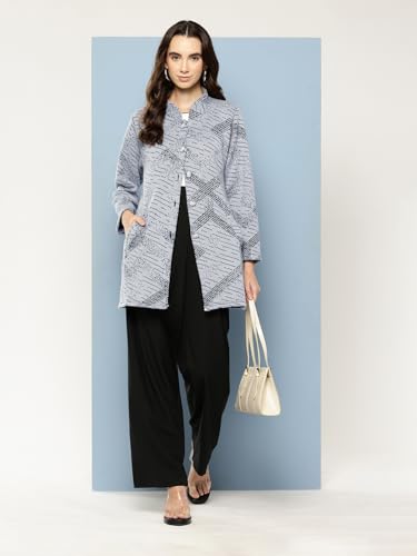 Image of Aarika Womens Winter Wear Lemon Colour Abstract Woolen Cardigan