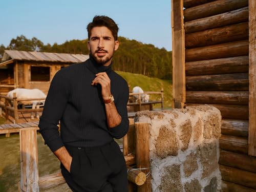 PJ PAUL JONES Men's Slim Fit Turtleneck Sweater Casual Ribbed Knitted Pullover Sweaters3