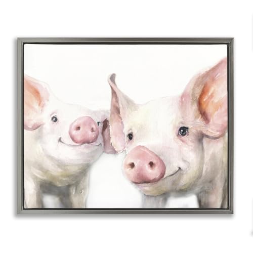 Pair Pigs Farmhouse Animal Print, 17 x 21 Inch Canvas in Floater Frame