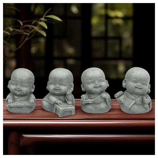 BEIZHAN Buddha Statue for Home Decor - 2 Inch Sandstone Figurines for Spiritual Decor, Feng Shui, Zen Garden, Car Dashboard, Office Desk, Home & Garden Decor with Blessing Amulet