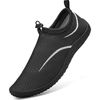 gitzing Water Beach Swim Shoes Women Quick Dry Sea Shoes Men Barefoot Breathable Aqua Lightweight for Surfing Running Driving Pool Yoga, Black 5 UK/38 EU