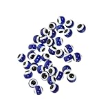 Veemoon 100 piezas Cuentas Redondas Ojo Azul Abalorios Plástico DIY para Collares Pulseras Joyería Manualidades