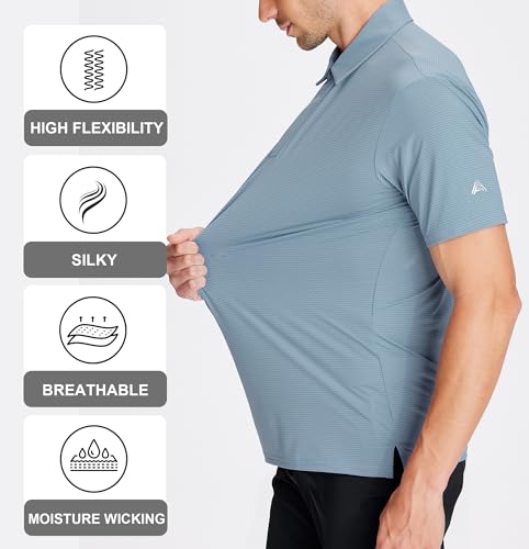 Esabel.C Jacquard Golf Shirts for Men Moisture Wicking Short Sleeve Performance Dry Fit Active Mens Polo Shirts3