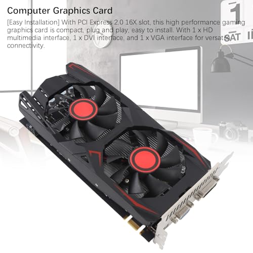Image of Yunir 6GB Gaming Graphics Card,PCIE 2.0,6GB GDDR5 Memory,192Bit Double Fan,Supports DVI VGA HD Multimedia Interface Gaming Video Card for Gaming PC