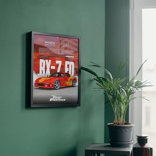 Image of Posternet MAZDA RX-7 FD Wall Poster Frames | 8 X 12 inch | Fast and Furious Themed JDM Cars | Hanging Wall Artwork Frames for Living Room, Bedroom, Office and Etc
