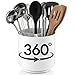 Extra Large and Sturdy Rotating Utensil Holder Caddy with No-Tip Weighted Base, Removable Divider, And Gripped Insert | Rust Proof and Dishwasher Safe by Cooler Kitchen