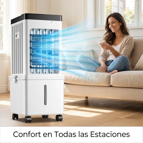 4-in-1 Portable Air Conditioner, Fast Cooling Evaporative Air Cooler, Ultra Quiet with 3 Wind Speeds, 8L Large Water Tank & Remote Control, Air Conditioner Portable for Home Bedroo image 5