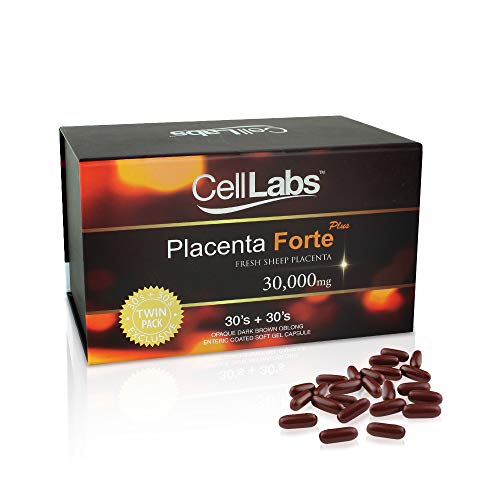 CellLabs Sheep Placenta Forte Plus 30,000mg Premium Quality Stem Cell Supplement, Anti-Aging, Rich Antioxidant, Speedy Healing, Vitality, Enhance Immunity, 60's enteric Capsule