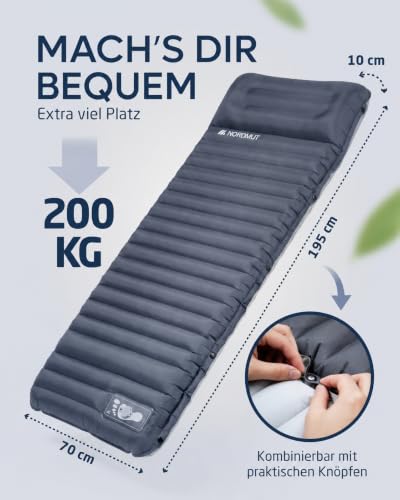 NORDMUT® Isomatte Ultraleicht [mit Reparaturset] - Aufblasbare Luftmatratze Camping kleines Packmaß - Camping Matratze Wetterfest für… – Ansicht 6